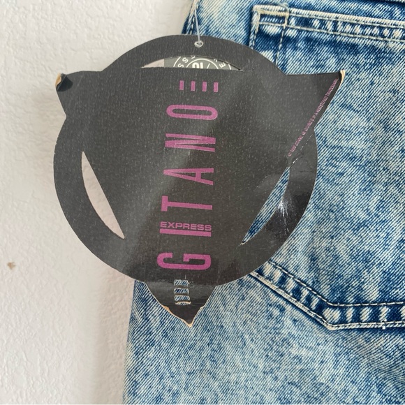 NWT Vintage Gitano acid wash tapered bow tie denim capris, 9/10 - Picture 5 of 12